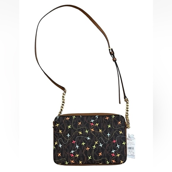 Michael Kors Jet Set Brown Multi East West Airplane Print Crossbody Bag, NWT - Picture 5 of 8